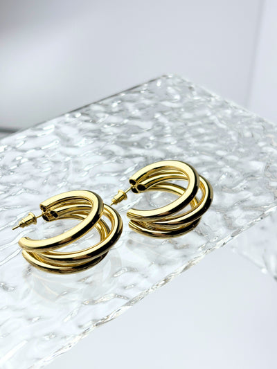 KILY LAYER HOOPS 14KARAT VERGOLDET -wasserfest-