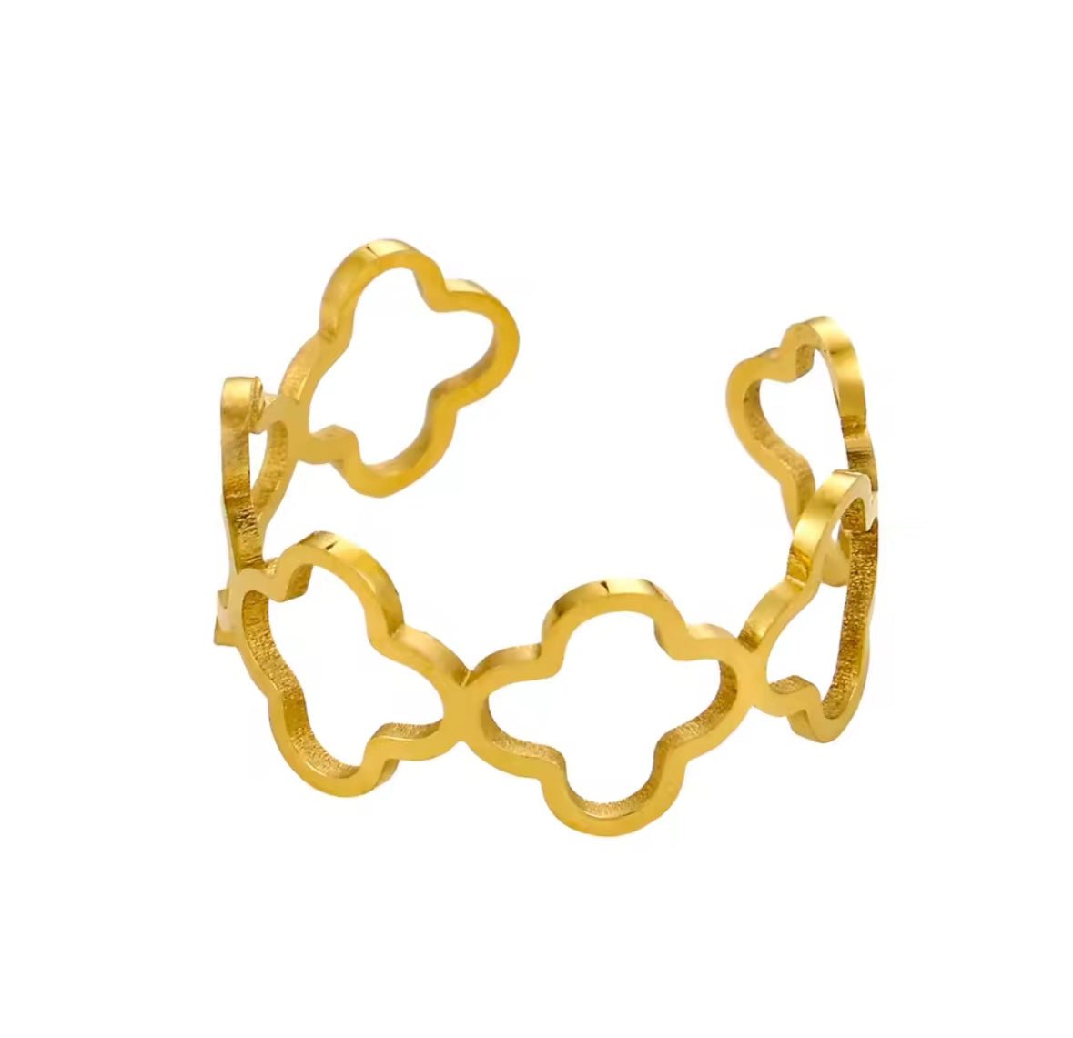Clover Ring Vergoldet, Wasserfest & Verstellbar - Clasthetic