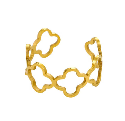 Clover Ring Vergoldet, Wasserfest & Verstellbar - Clasthetic