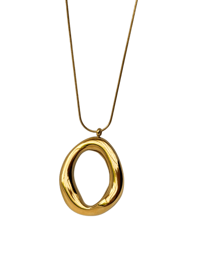 Vergoldete Statement Halskette Oval Design - Clasthetic