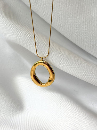 Vergoldete Statement Halskette Oval Design - Clasthetic
