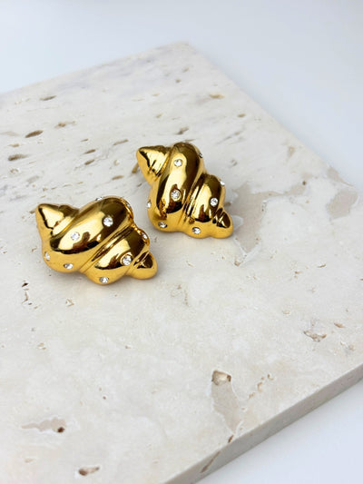 Croissant Ohrringe vergoldet 18K, Zirkonia, wasserfest - Clasthetic